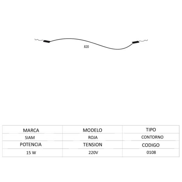 CONTORNO SILICONA ROJA L:0,82+CC SIAM 0108